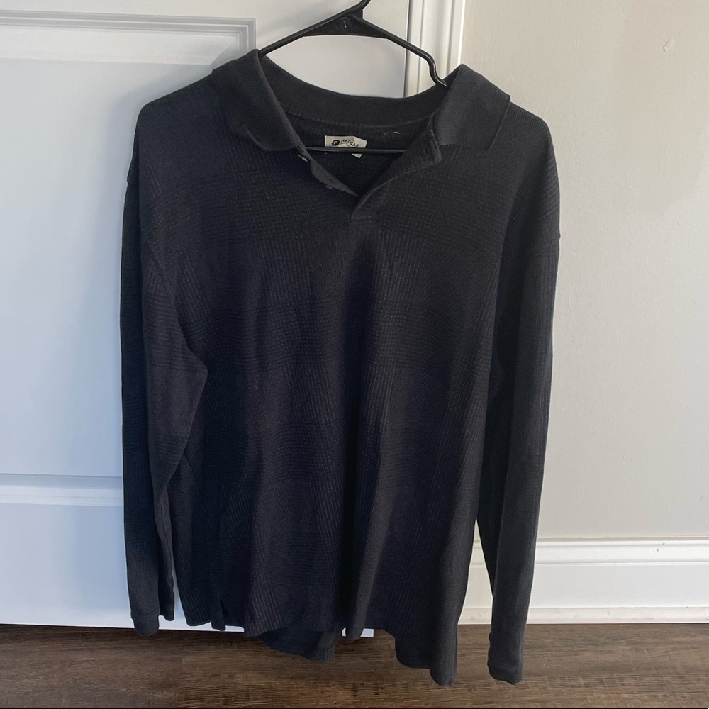 Men’s blue casual button sweater shirt